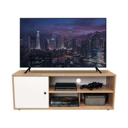 Mesa Para Tv Noah, Macadamia y Blanco Vainilla, para tv de hasta 55 pulgadas