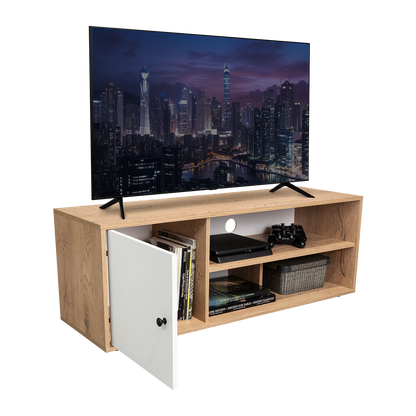 Mesa Para Tv Noah, Macadamia y Blanco Vainilla, para tv de hasta 55 pulgadas