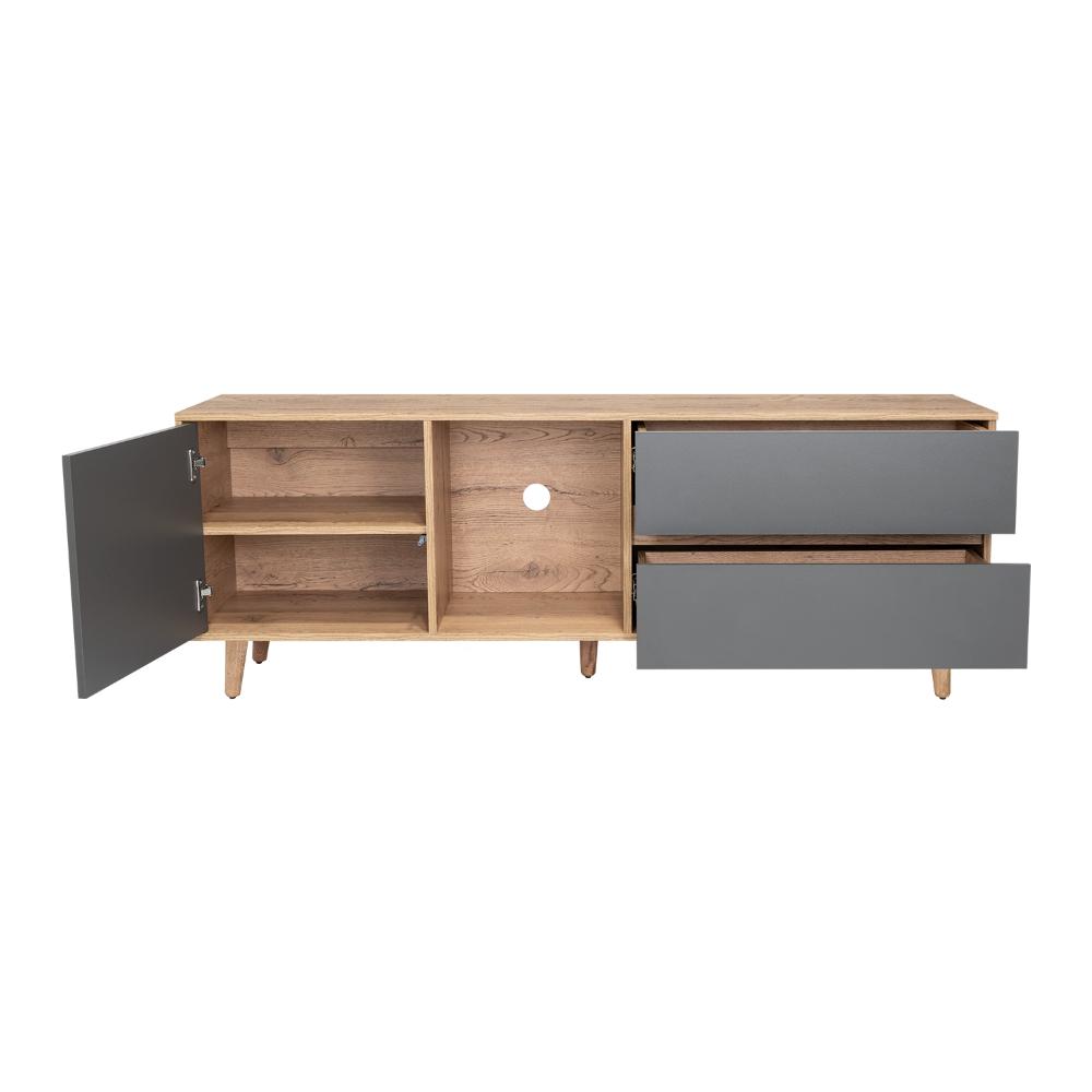 Mesa Para Tv 65" Café Claro Y Gris