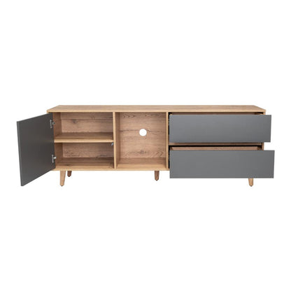 Mesa Para Tv 65" Café Claro Y Gris
