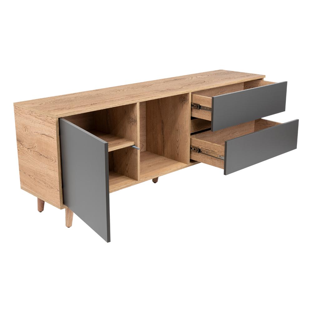 Mesa Para Tv 65" Café Claro Y Gris