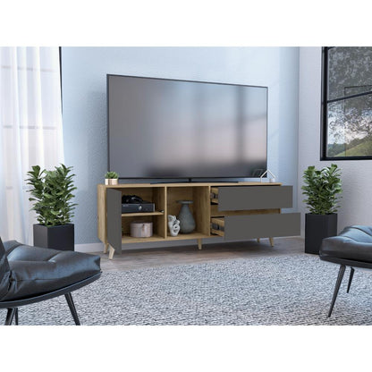 Mesa Para Tv 65" Café Claro Y Gris