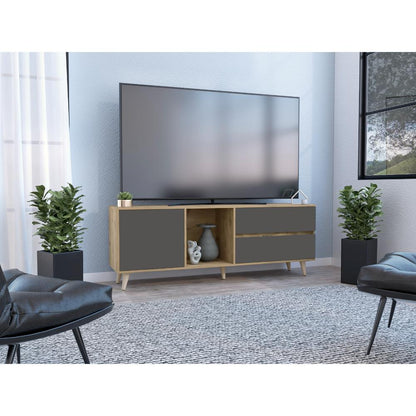 Mesa Para Tv 65" Café Claro Y Gris