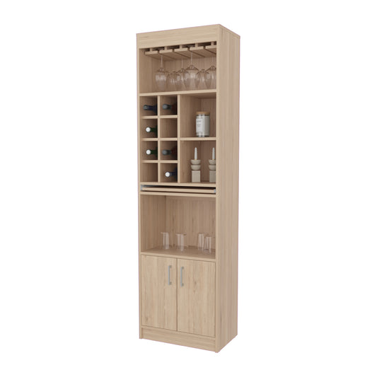 Bar Alto Ocho Botelleros Repisa Extensible, FM Furniture, Cafe Claro