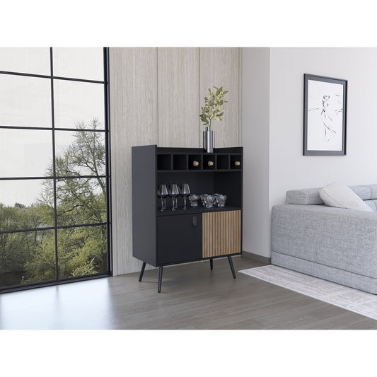 Bar Bajo Dos Puertas Seis Botelleros Fm 007N Negro