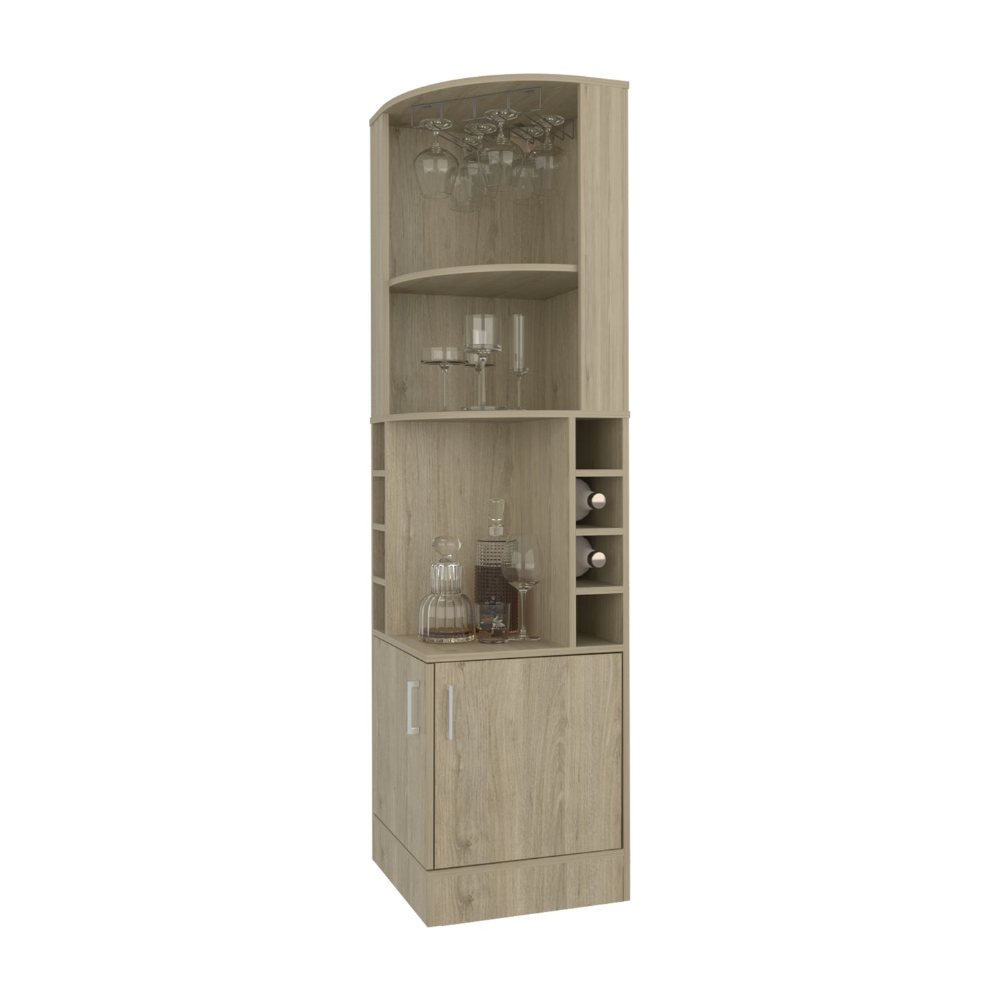 Bar Esquinero Con Soporte Para Copas , FM Furniture, Cafe Claro