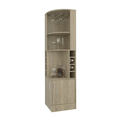 Bar Esquinero Con Soporte Para Copas , FM Furniture, Cafe Claro