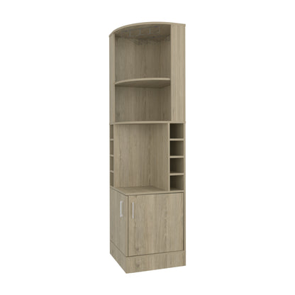Bar Esquinero Con Soporte Para Copas , FM Furniture, Cafe Claro