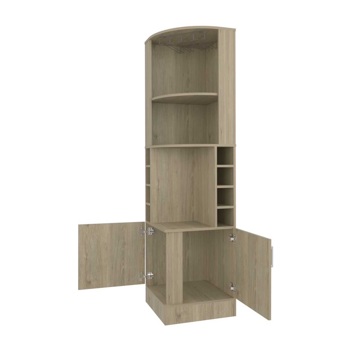 Bar Esquinero Con Soporte Para Copas , FM Furniture, Cafe Claro