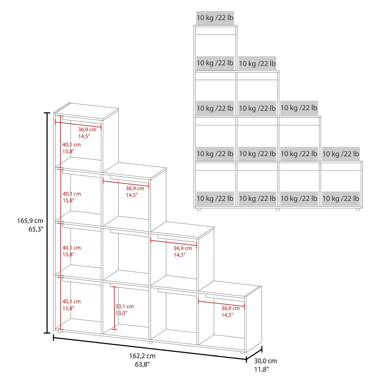 Biblioteca Forma Escalera, FM Furniture, Negro