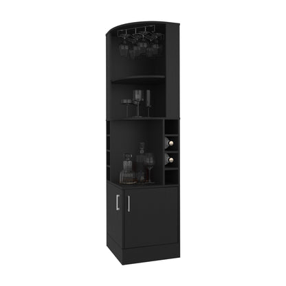 Bar Esquinero Con Soporte Para Copas, Negro, FM Furniture