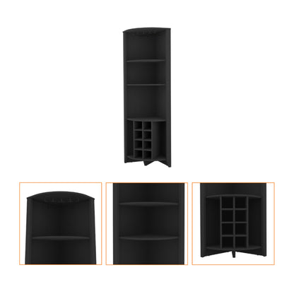 Bar Esquinero Ocho Botelleros Y Portacopas, FM Furniture 002N, Negro