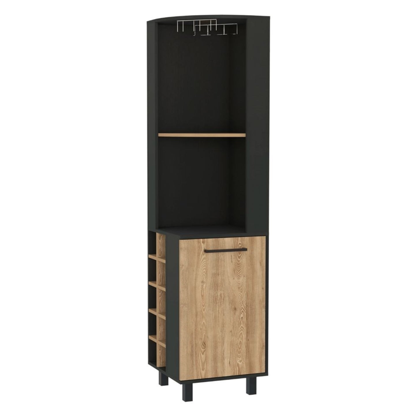 Bar Esquinero Ocho Botelleros Una Puerta, FM Furniture 007N, Negro