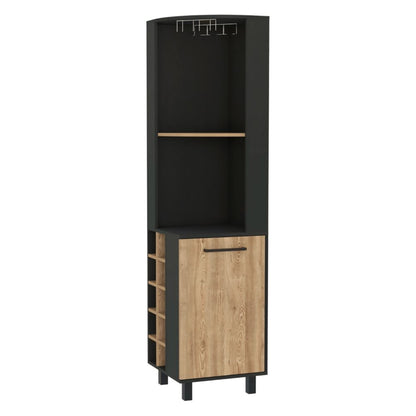 Bar Esquinero Ocho Botelleros Una Puerta, FM Furniture 007N, Negro
