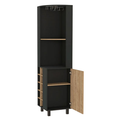 Bar Esquinero Ocho Botelleros Una Puerta, FM Furniture 007N, Negro