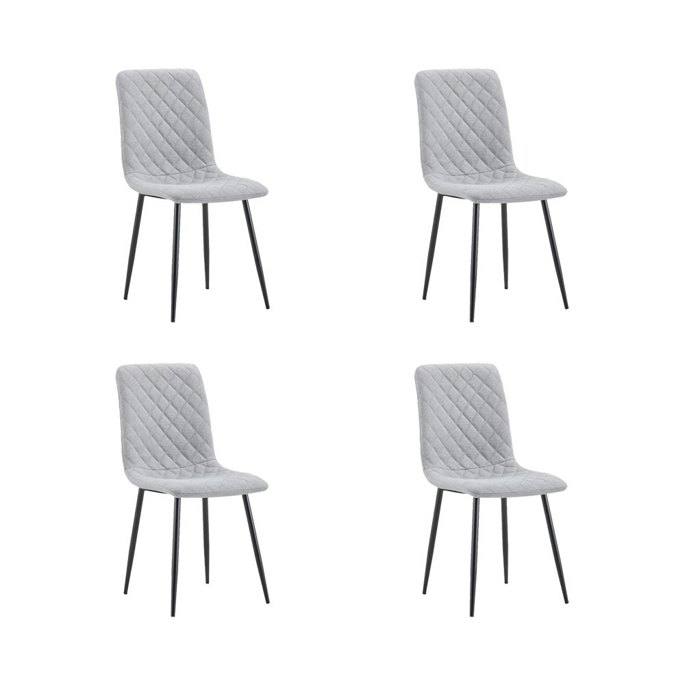 Set de 4 Sillas de Comedor Sorrento, Gris Claro, con Espaldar y Diseño Moderno