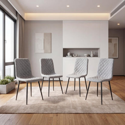 Set de 4 Sillas de Comedor Sorrento, Gris Claro, con Espaldar y Diseño Moderno