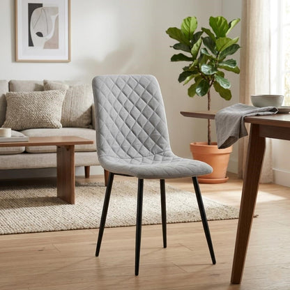 Set de 4 Sillas de Comedor Sorrento, Gris Claro, con Espaldar y Diseño Moderno