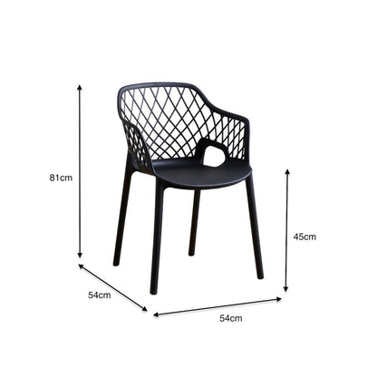 Silla con Brazos Casablanca, Negro, con Espaldar en Diamantes y Estilo Moderno