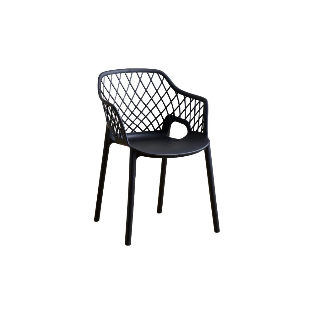 Silla con Brazos Casablanca, Negro, con Espaldar en Diamantes y Estilo Moderno