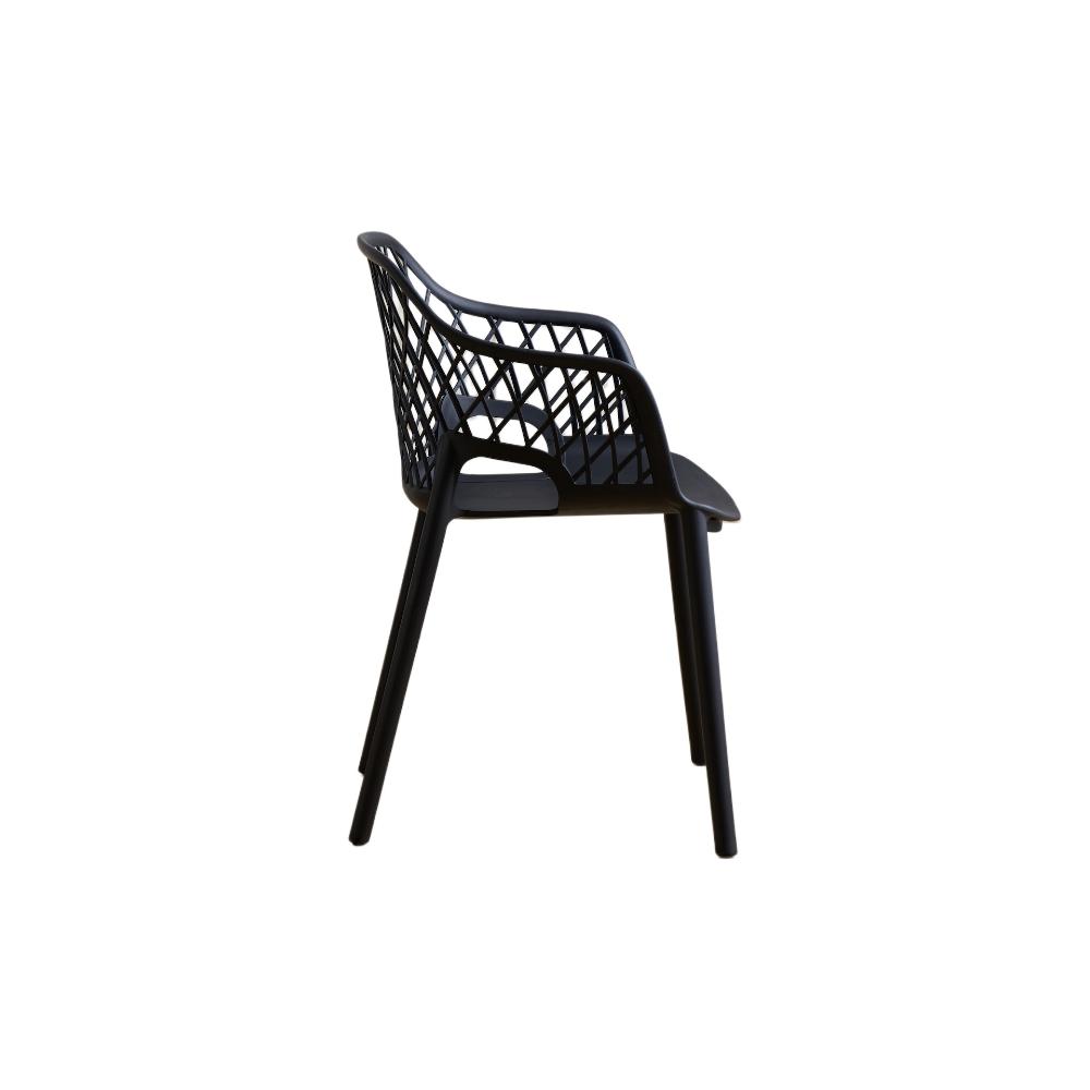 Silla con Brazos Casablanca, Negro, con Espaldar en Diamantes y Estilo Moderno