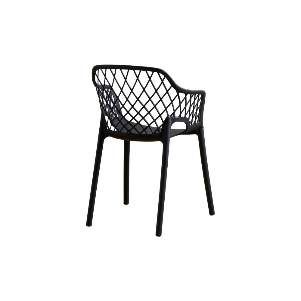 Silla con Brazos Casablanca, Negro, con Espaldar en Diamantes y Estilo Moderno