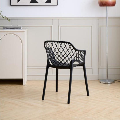 Silla con Brazos Casablanca, Negro, con Espaldar en Diamantes y Estilo Moderno