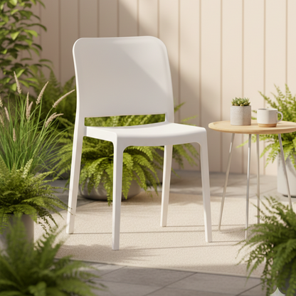 Silla Triveca, Blanco, con Espaldar Cerrado y Diseño Minimalista