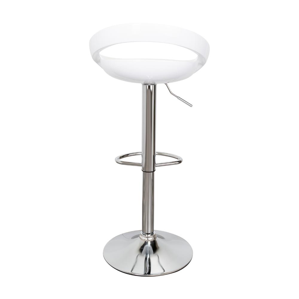 Silla Bar Turón, Blanco,  base metal cromado