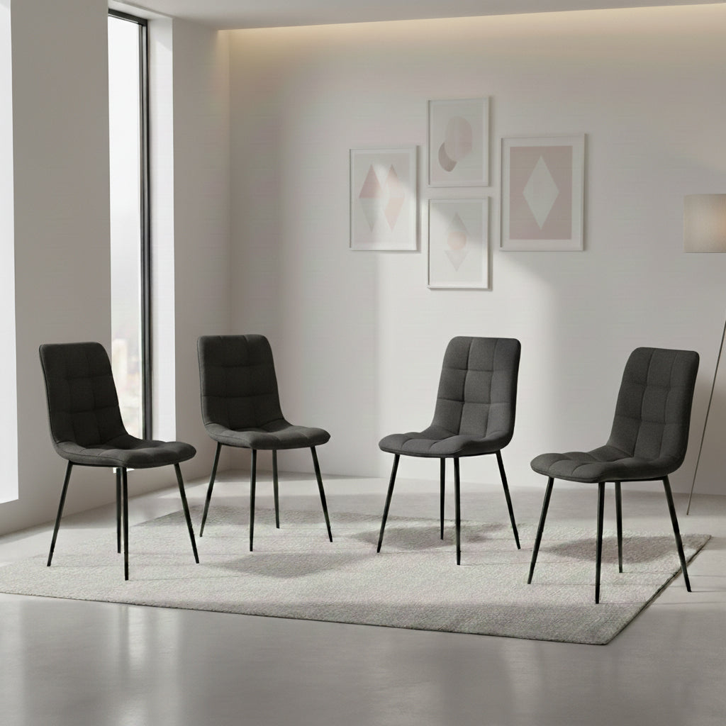 Set de 4 Sillas Flex, Color Negro, con Espaldar y Diseño Moderno