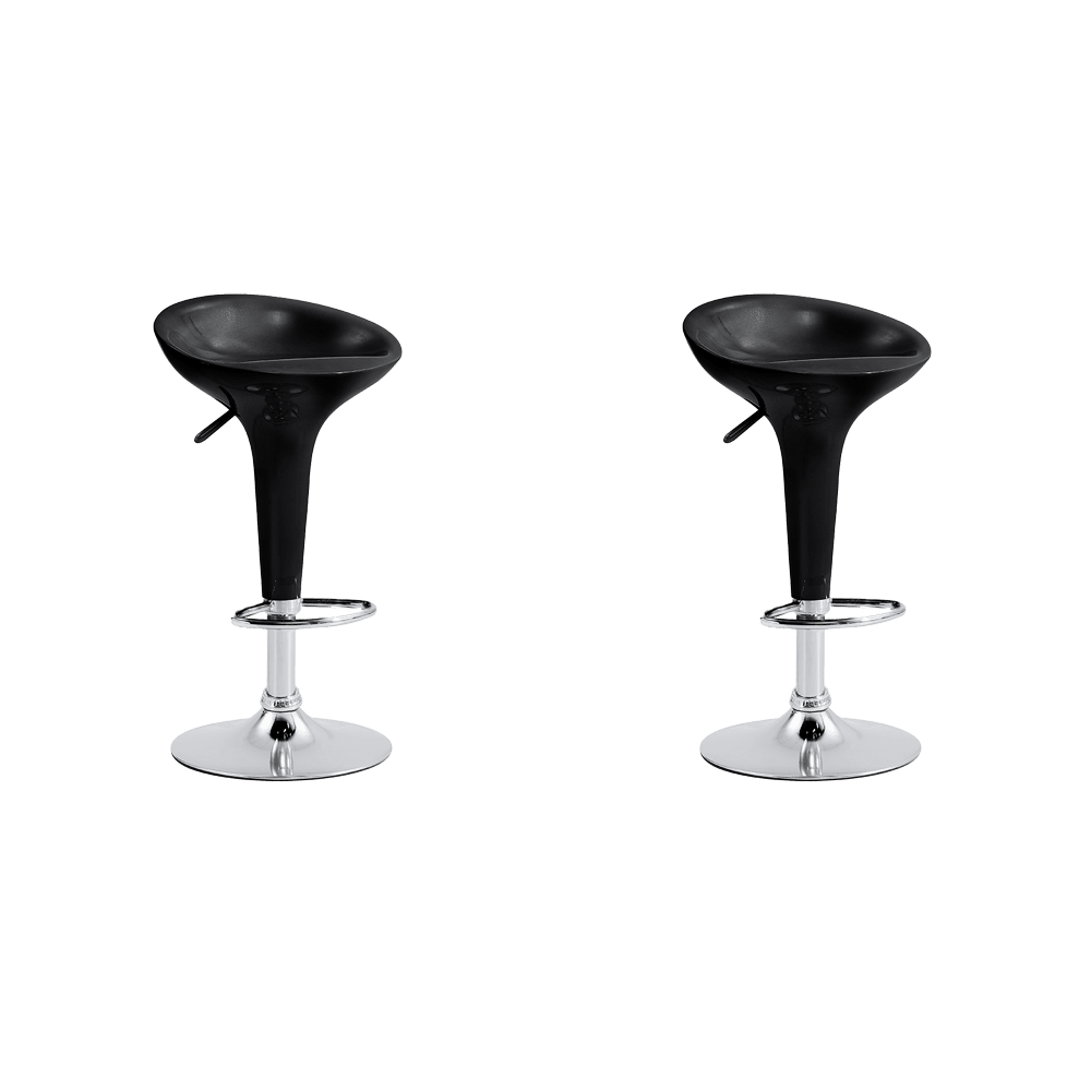 Kit de Dos Sillas Bar Torin, Negro, Base Metal Cromado, diseño moderno
