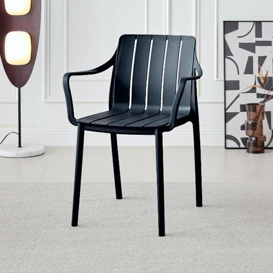 Silla Alice con Brazos, Color Negro, con Espaldar y Diseño Minimalista