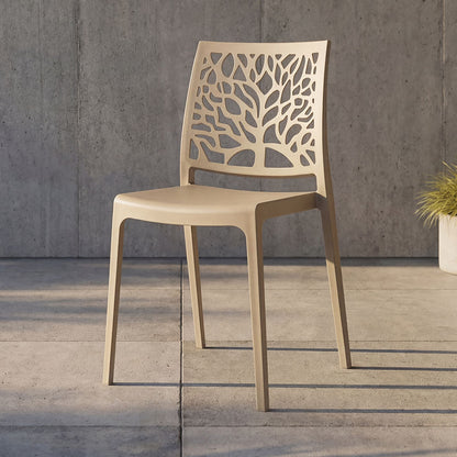 Silla Harlem, Taupe, con Espaldar en Forma de Árbol y Diseño Minimalista