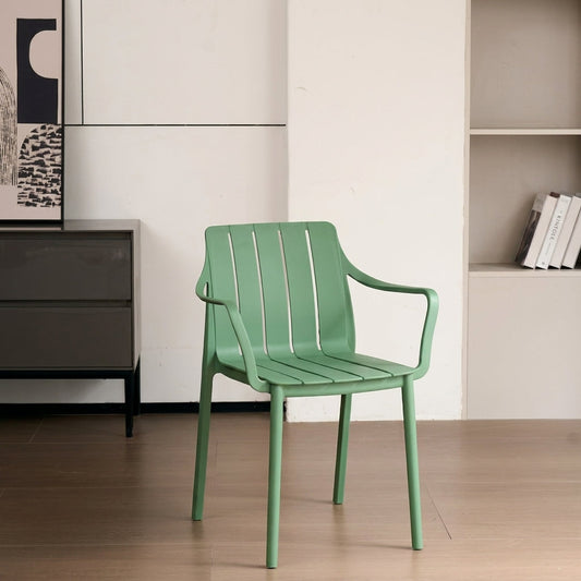 Silla Alice con Brazos, Color Verde Olivo, con Espaldar y Diseño Minimalista
