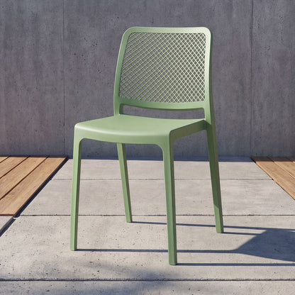 Silla Manhattan, Verde Olivo, con Espaldar en Rejilla y Diseño Minimalista