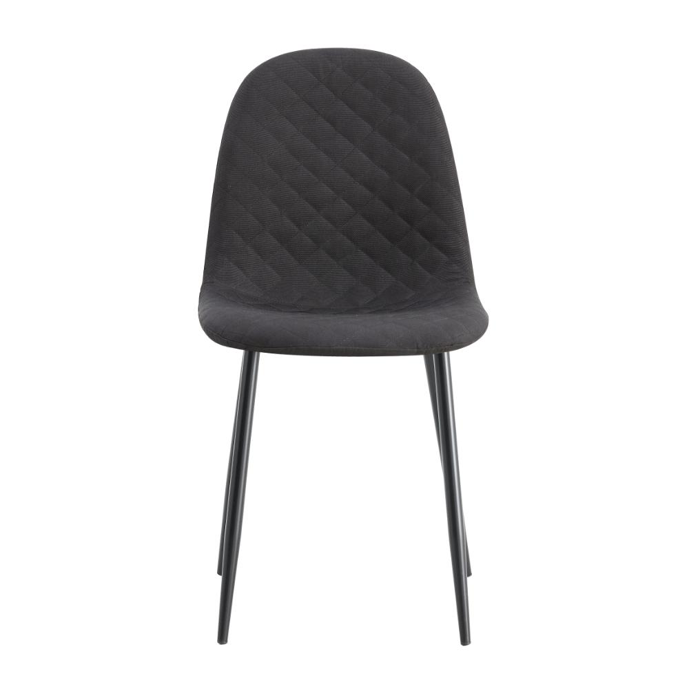 Sillas Comedor Jacob X2, Gris y Patas Negras, con respaldo y asiento con textura en forma de X