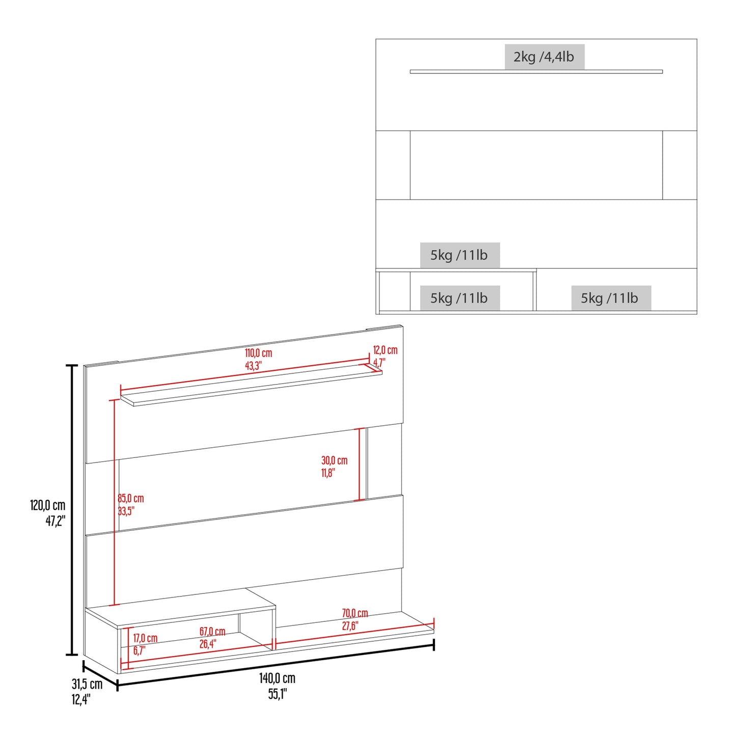 Panel Tv  55" FM Furniture, Negro