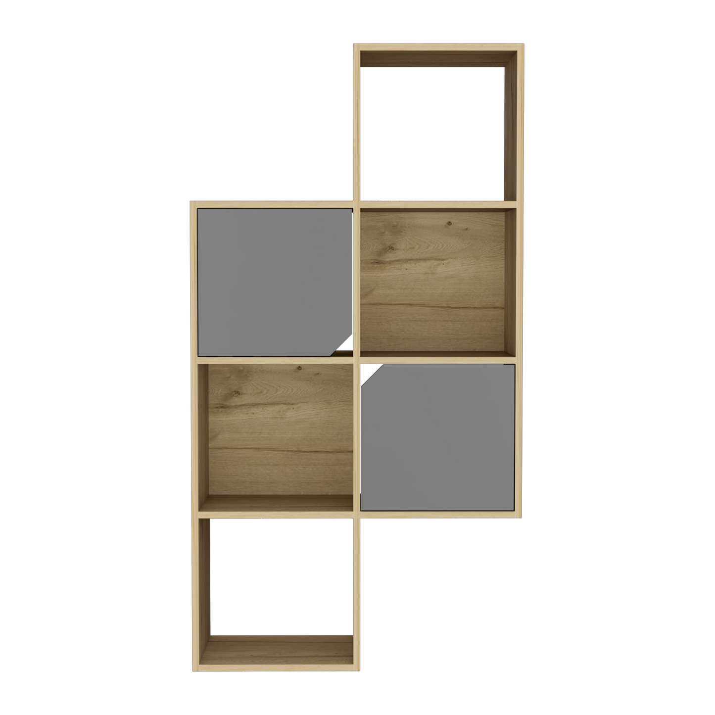 Biblioteca De Muro Con Dos Puertas, FM Furniture 039C, Café Claro