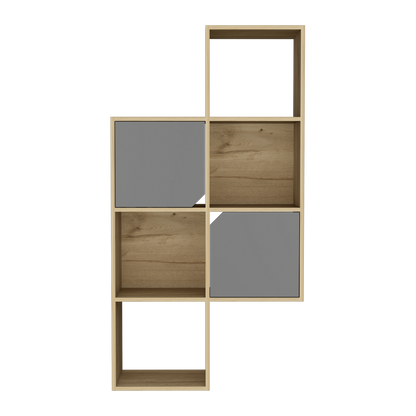 Biblioteca De Muro Con Dos Puertas, FM Furniture 039C, Café Claro