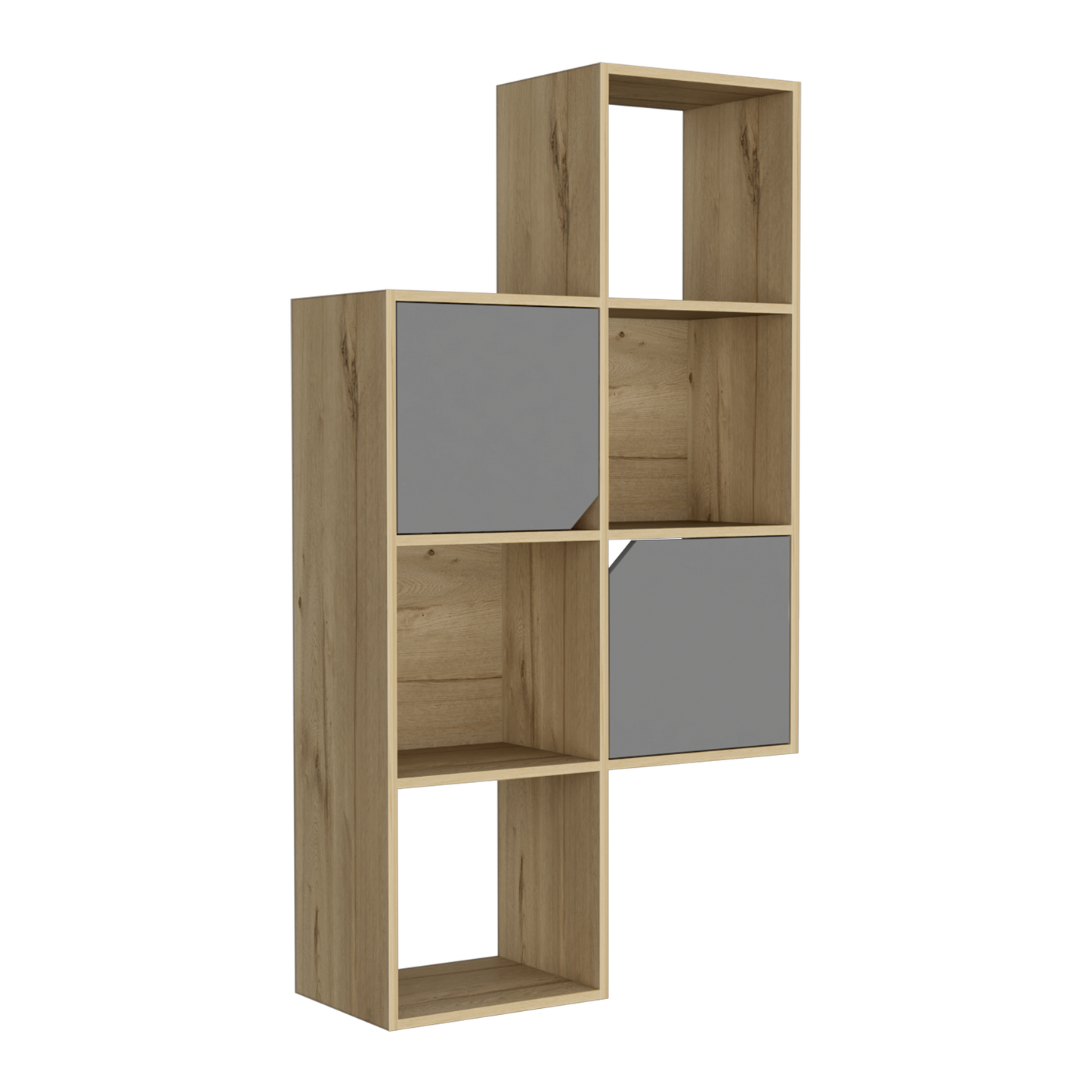 Biblioteca De Muro Con Dos Puertas, FM Furniture 039C, Café Claro