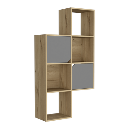 Biblioteca De Muro Con Dos Puertas, FM Furniture 039C, Café Claro