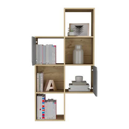 Biblioteca De Muro Con Dos Puertas, FM Furniture 039C, Café Claro