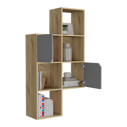 Biblioteca De Muro Con Dos Puertas, FM Furniture 039C, Café Claro