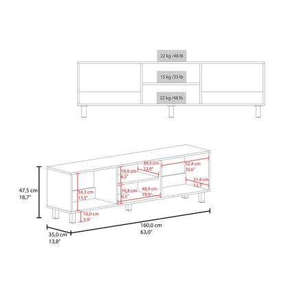 Rack Tv 70" Con Cinco Repisas, FM Furniture, Blanco