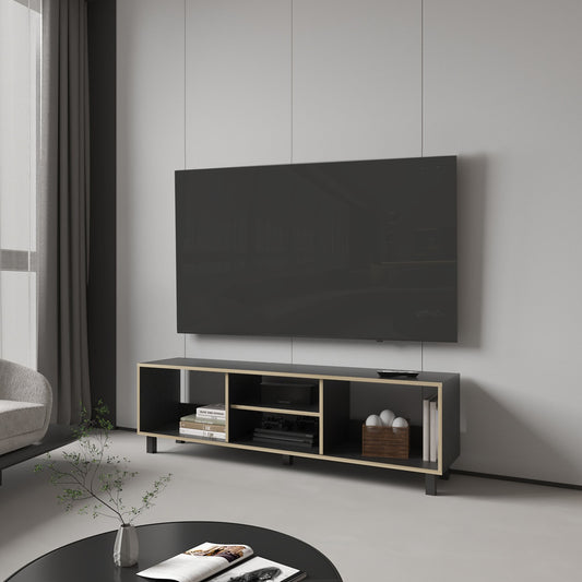 Rack Tv 70" Con Cinco Repisas, FM Furniture, Negro