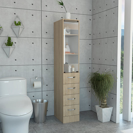 Torre De Baño Con Cuatro Cajones, FM Furniture 001C, Cafe Claro