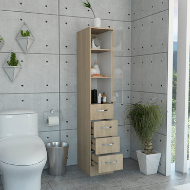 Torre De Baño Con Cuatro Cajones, FM Furniture 001C, Cafe Claro
