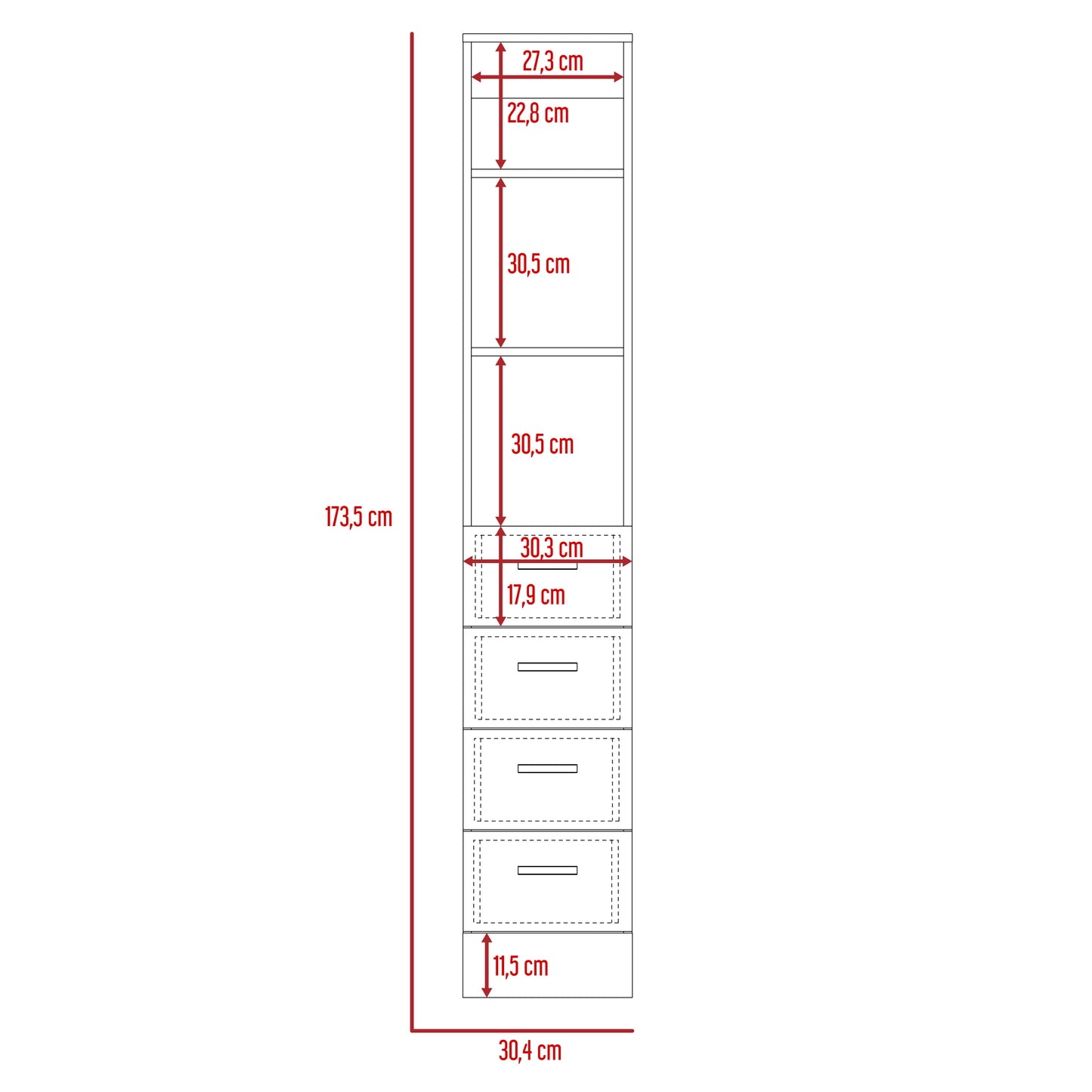 Torre De Baño Con Cuatro Cajones, FM Furniture 001C, Cafe Claro
