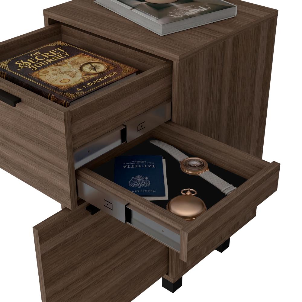 Velador Secret, Avellana, con una Puerta y Cajón Secreto