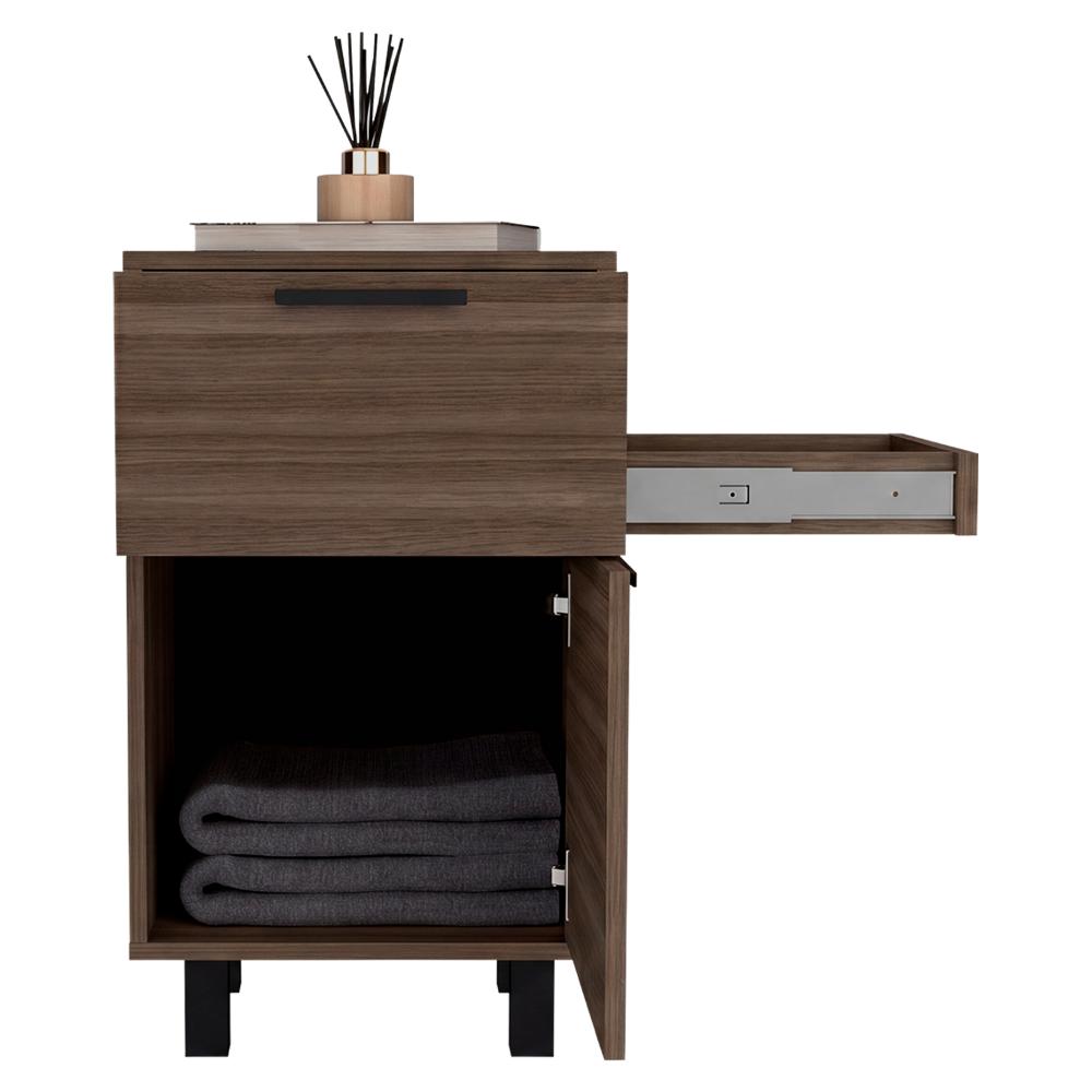 Velador Secret, Avellana, con una Puerta y Cajón Secreto